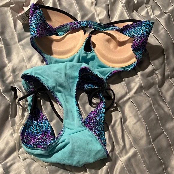 BONGO Blue and Purple One-Piece Swimsuit - Picture 4 of 5